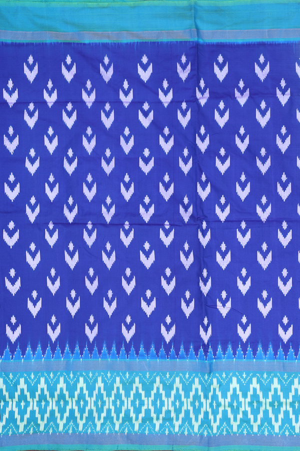 Pochampally Silk Saree In Royal Blue With Ikat Design
