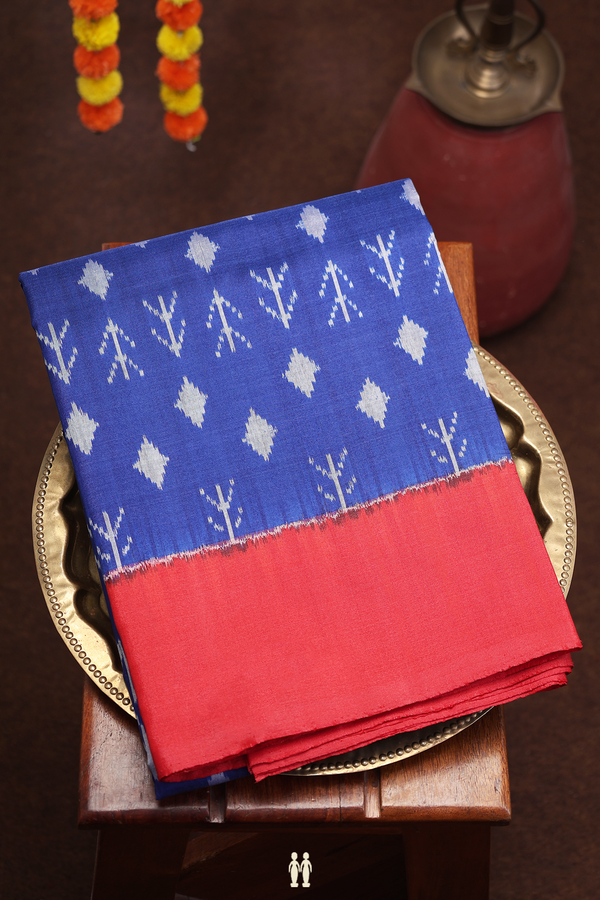 Pochampally Silk Saree In Royal Blue With Printed Design