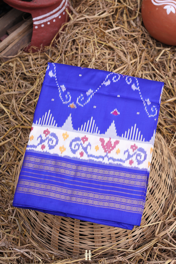 Pochampally Silk Saree In Royal Blue With Diamond Design