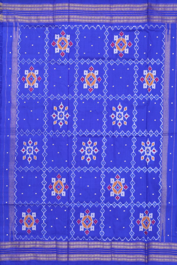 Pochampally Silk Saree In Royal Blue With Diamond Design