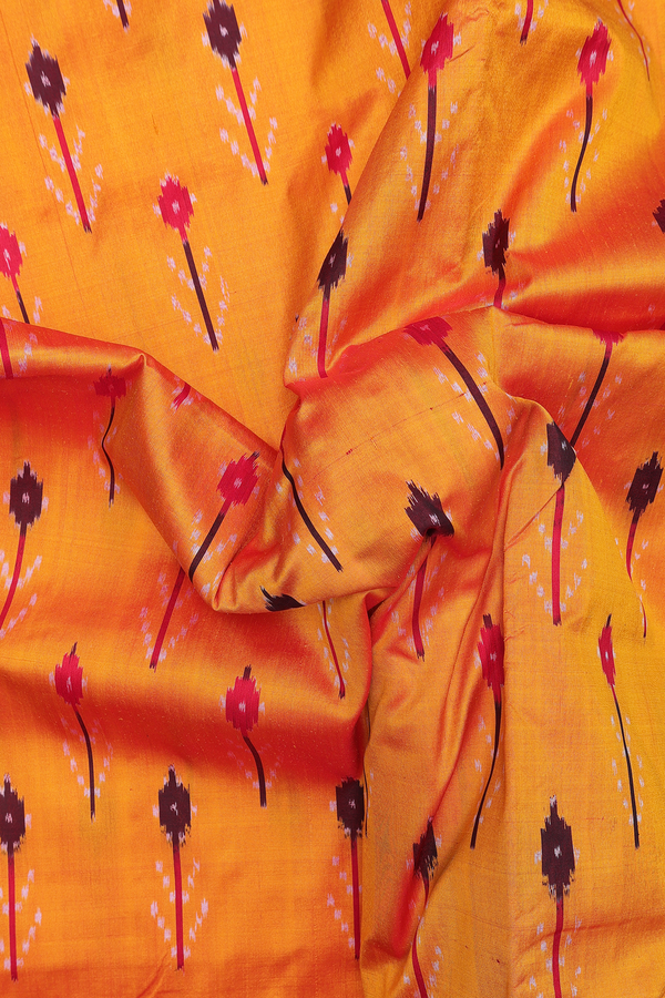 Pochampally Silk Saree In Royal Orange With Allover Design