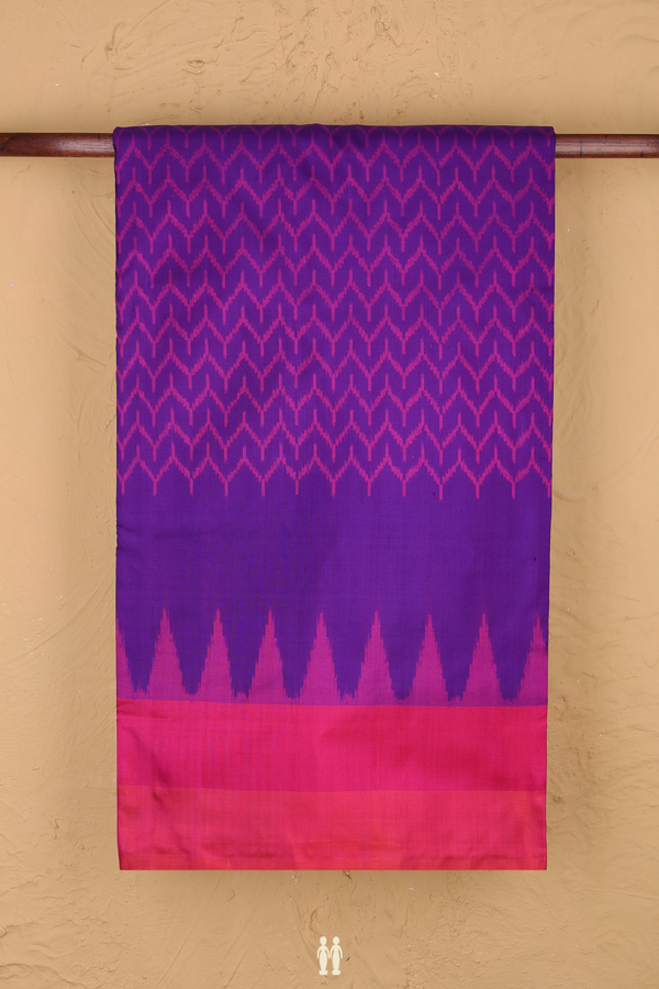 Pochampally Silk Saree In Royal Purple With Chevron Design