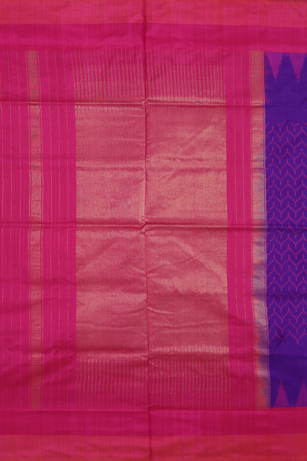 Pochampally Silk Saree In Royal Purple With Chevron Design
