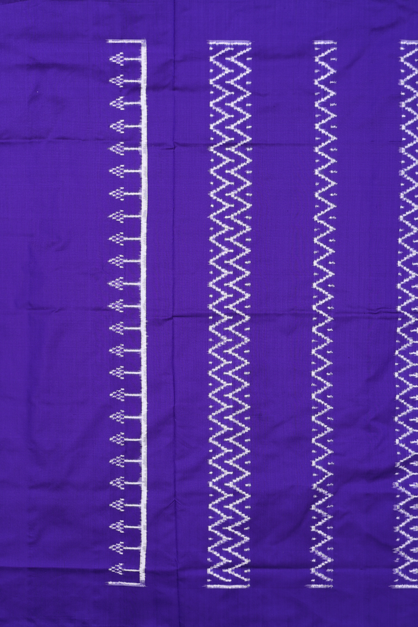 Pochampally Silk Saree In Royal Purple With Chevron Design
