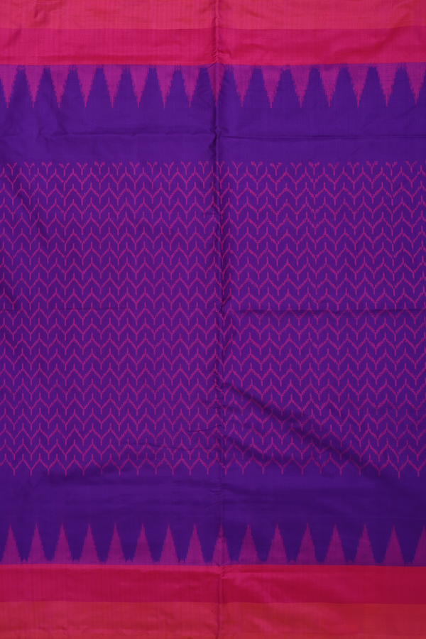 Pochampally Silk Saree In Royal Purple With Chevron Design