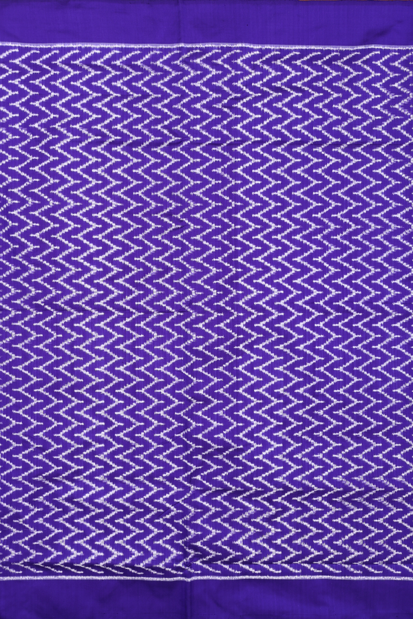 Pochampally Silk Saree In Royal Purple With Chevron Design