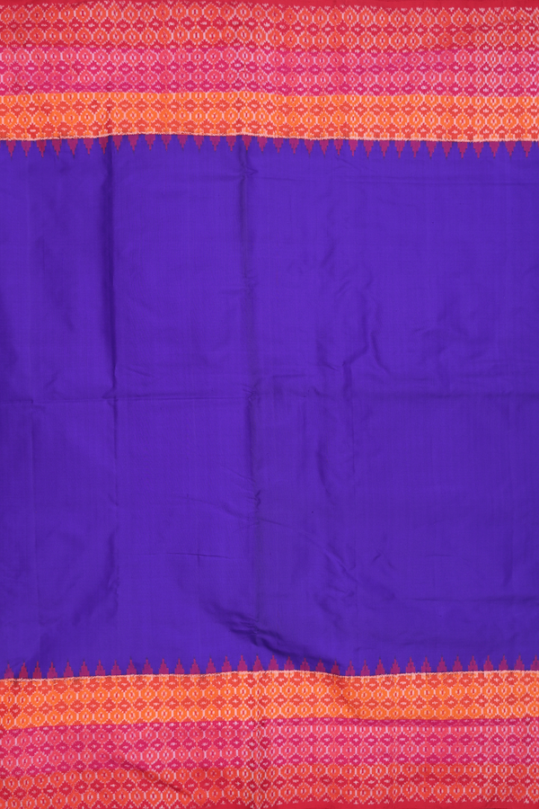 Pochampally Silk Saree In Royal Purple With Contrast Border