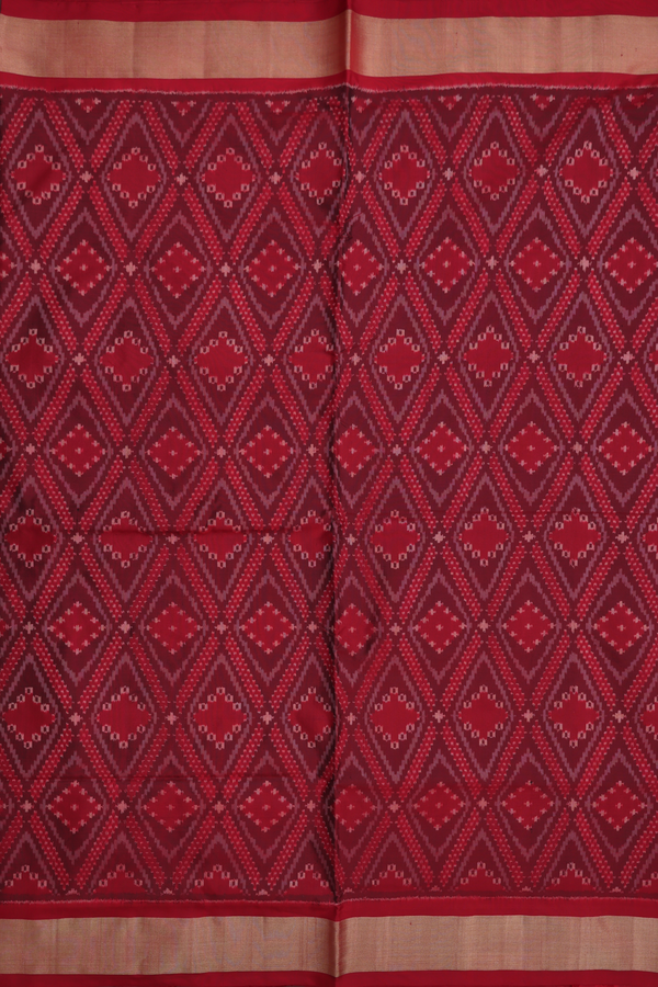 Pochampally Silk Saree In Ruby Red With Diamond Design