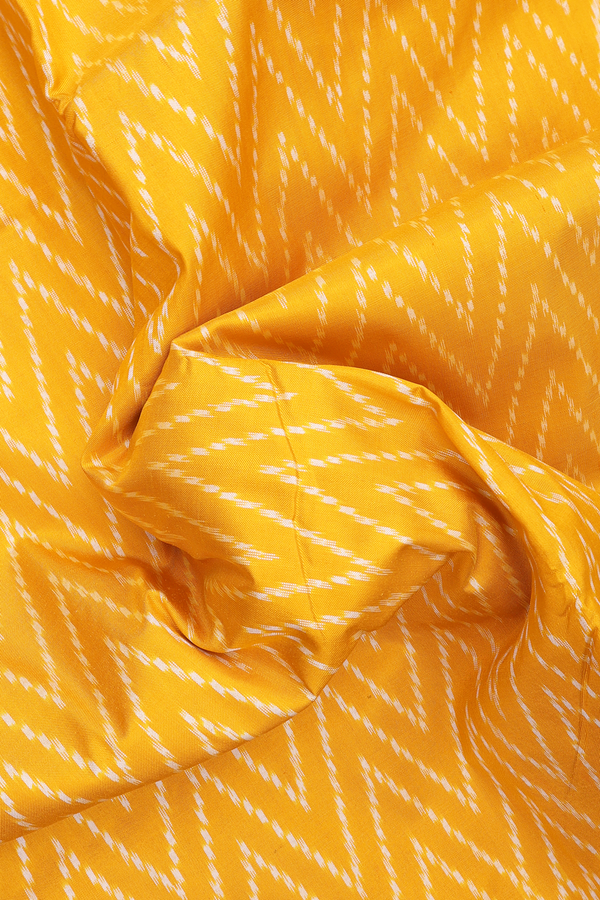 Pochampally Silk Saree In Saffron Yellow With Chevron Design