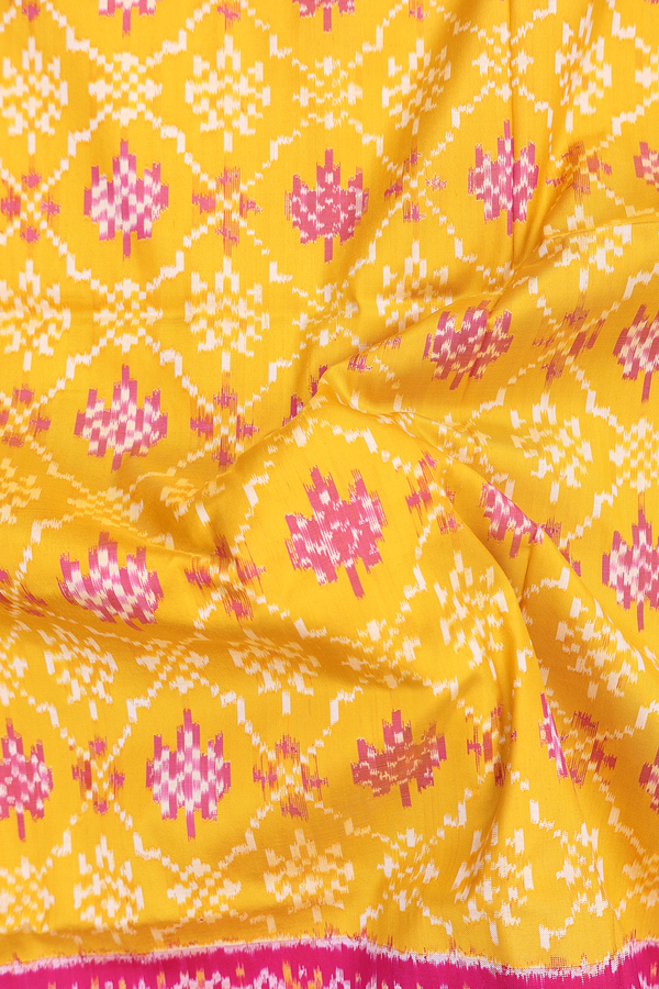 Pochampally Silk Saree In Saffron Yellow With Printed Design