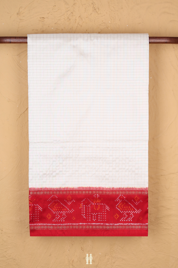 Pochampally Silk Saree In White With Checks Design