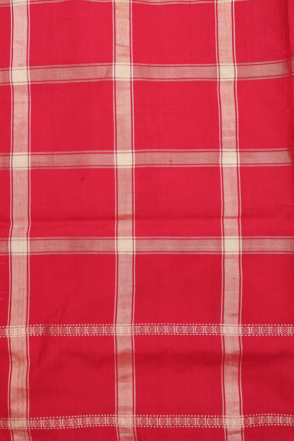 Pochampally Silk Saree In White With Checks Design