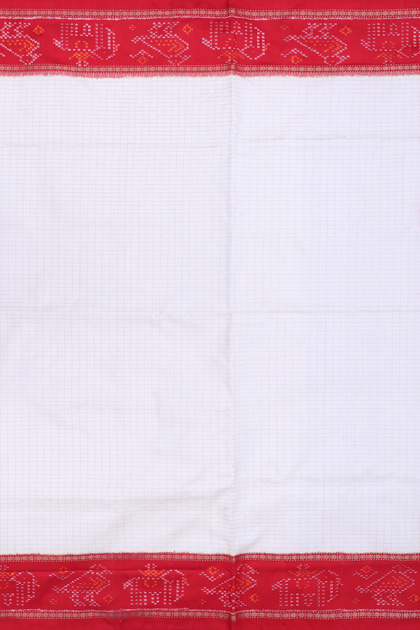 Pochampally Silk Saree In White With Checks Design