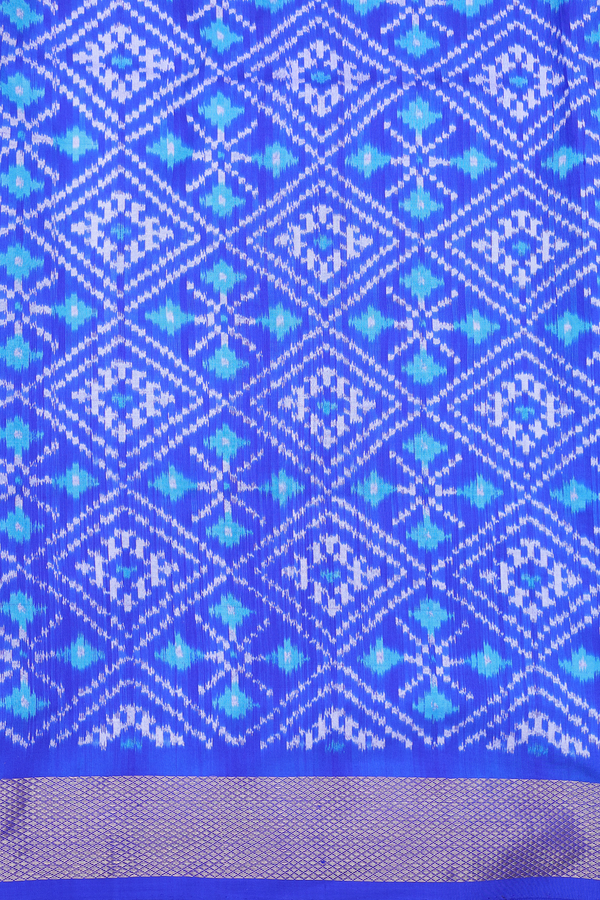 Pochampally Silk Saree In White With Hand Painted Design