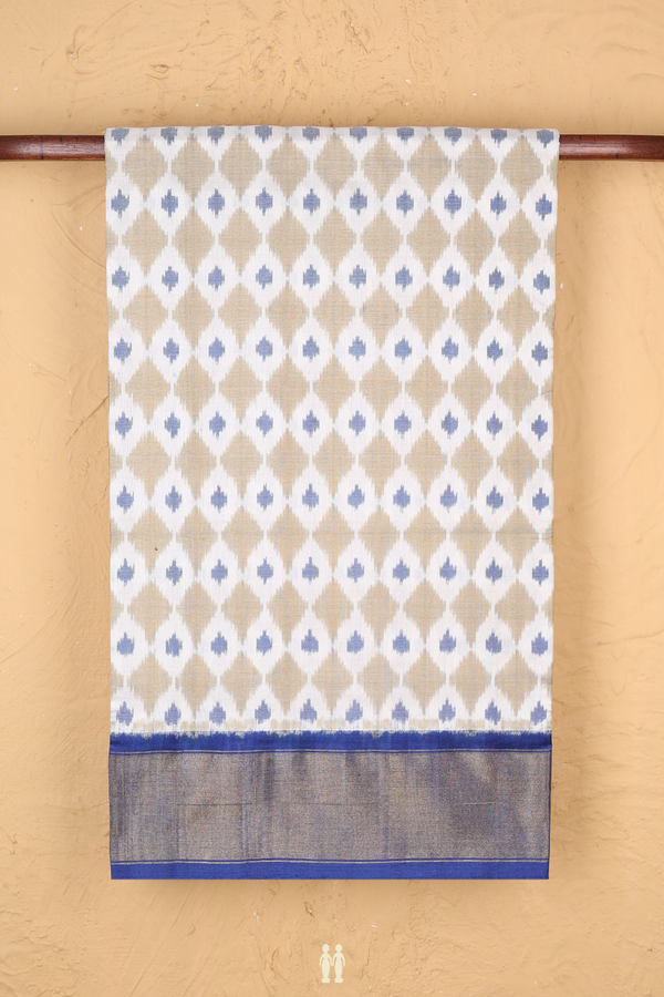 Pochampally Silk Saree In White With Printed Design