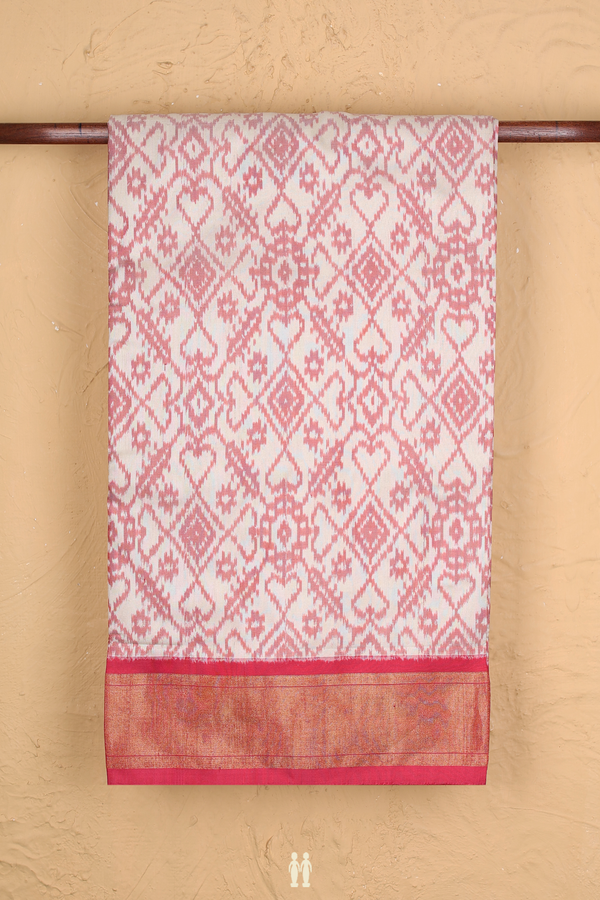 Pochampally Silk Saree In White With Printed Design