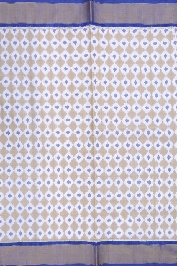 Pochampally Silk Saree In White With Printed Design