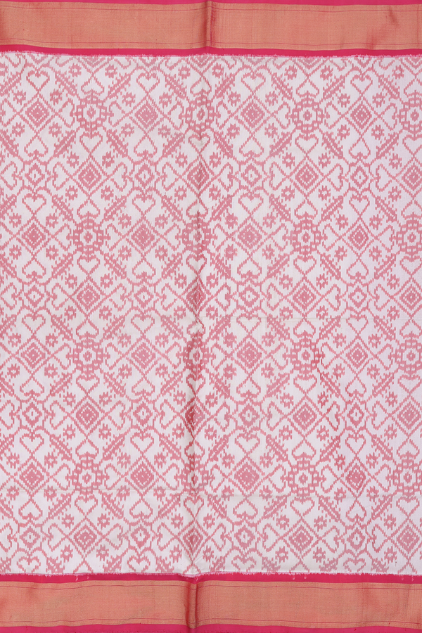 Pochampally Silk Saree In White With Printed Design