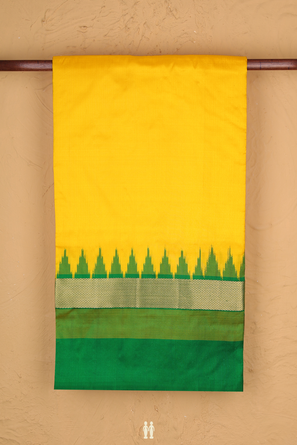 Pochampally Silk Saree In Yellow With Contrast Border