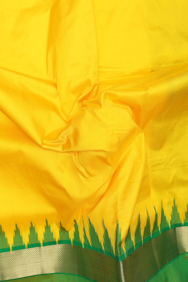 Pochampally Silk Saree In Yellow With Contrast Border