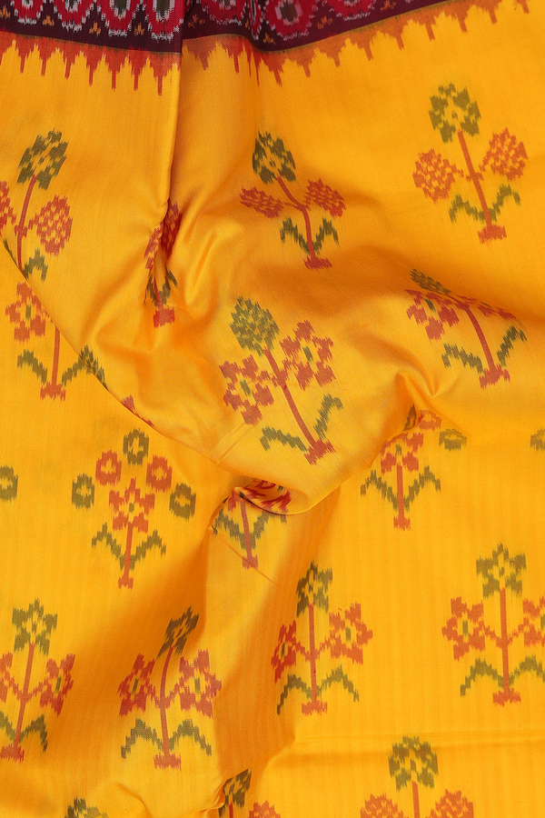 Pochampally Silk Saree In Yellow With Printed Design