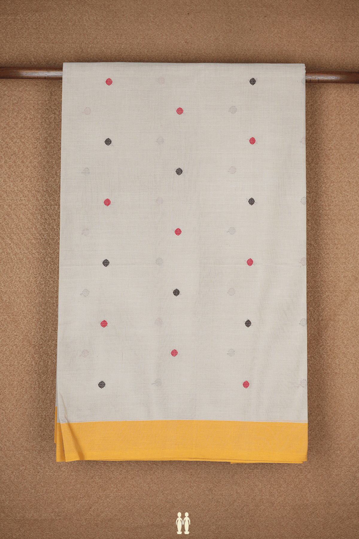 Polka Threadwork Dots Beige Coimbatore Cotton Saree