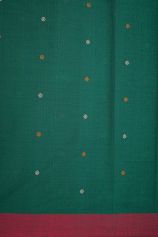 Polka Threadwork Dots Emerald Green Coimbatore Cotton Saree