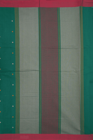 Polka Threadwork Dots Emerald Green Coimbatore Cotton Saree