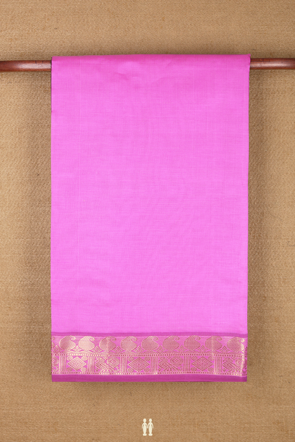 Poly Cotton Saree In Rose Pink With Zari Stripes Design