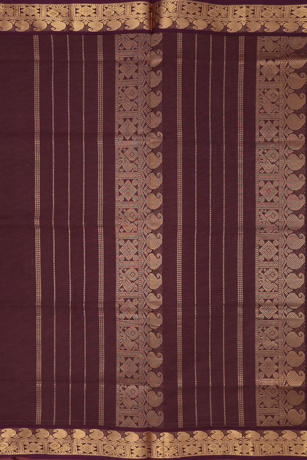 Poly Cotton Saree In Rose Pink With Zari Stripes Design