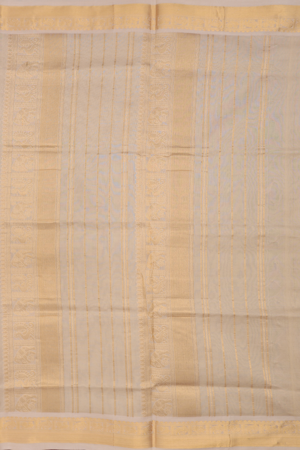 Poly Cotton Saree In With Charcoal Grey With Zari Border