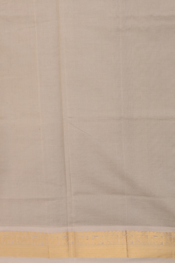 Poly Cotton Saree In With Charcoal Grey With Zari Border
