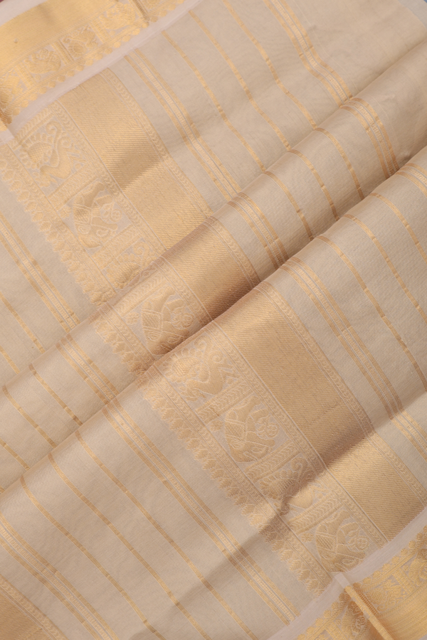 Poly Cotton Saree In With Charcoal Grey With Zari Border