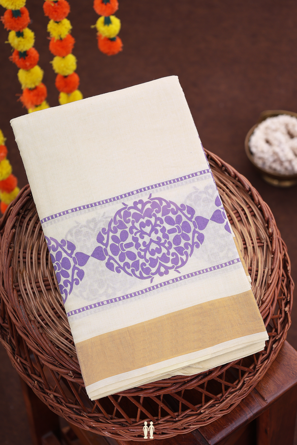 Printed Border White Onam Collection