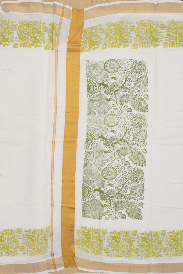 Printed Border White Onam Collection