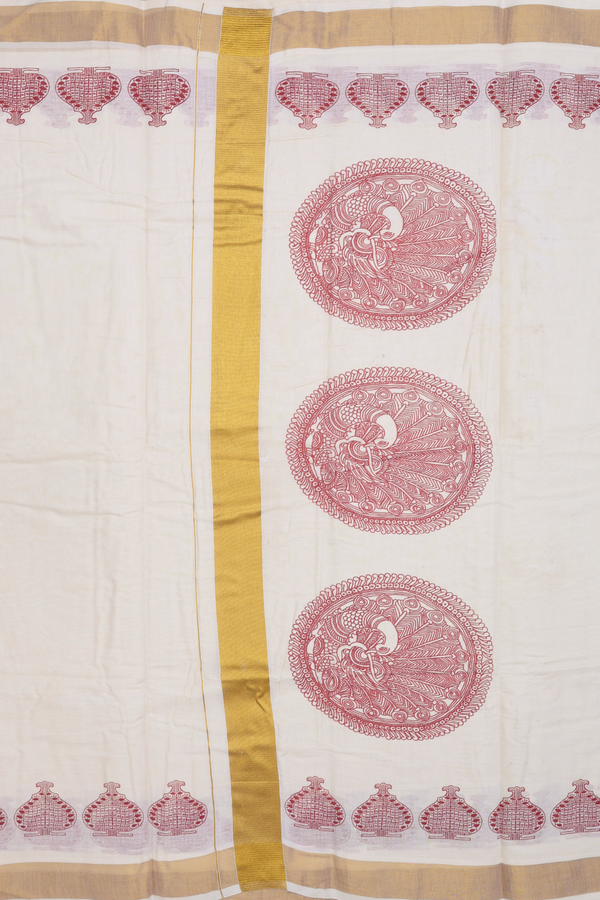 Printed Border White Onam Collection