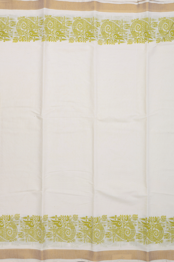 Printed Border White Onam Collection