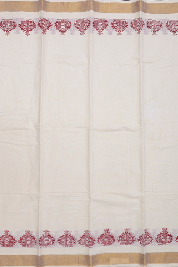 Printed Border White Onam Collection