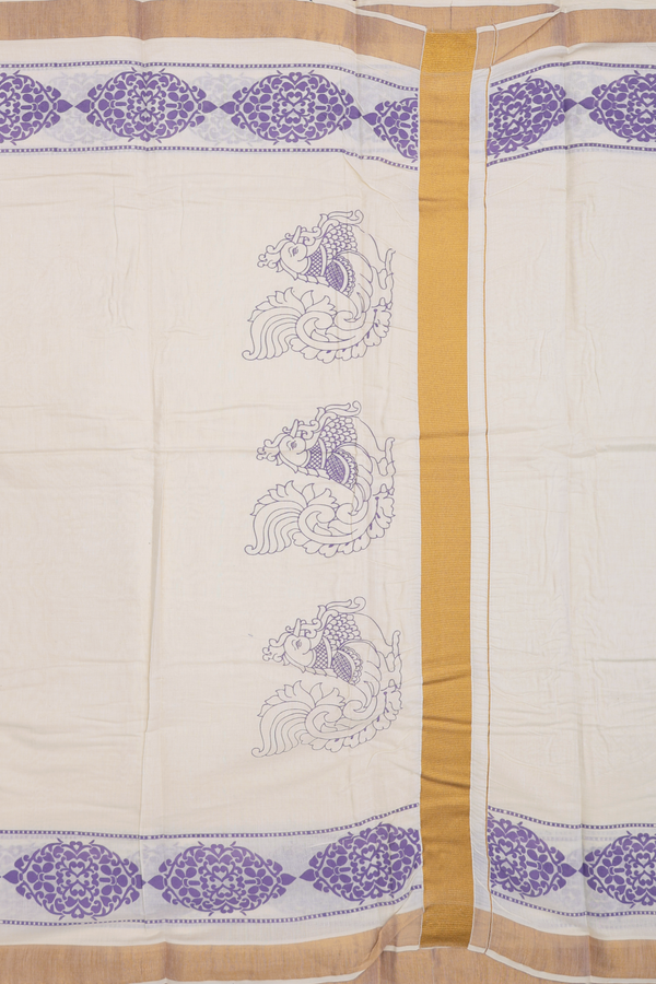 Printed Border White Onam Collection