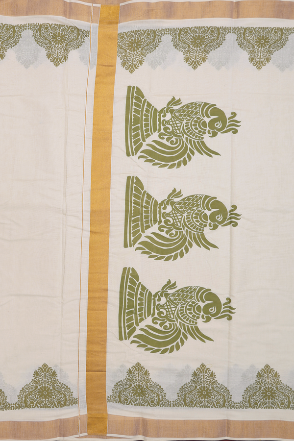 Printed Border White Onam Collection