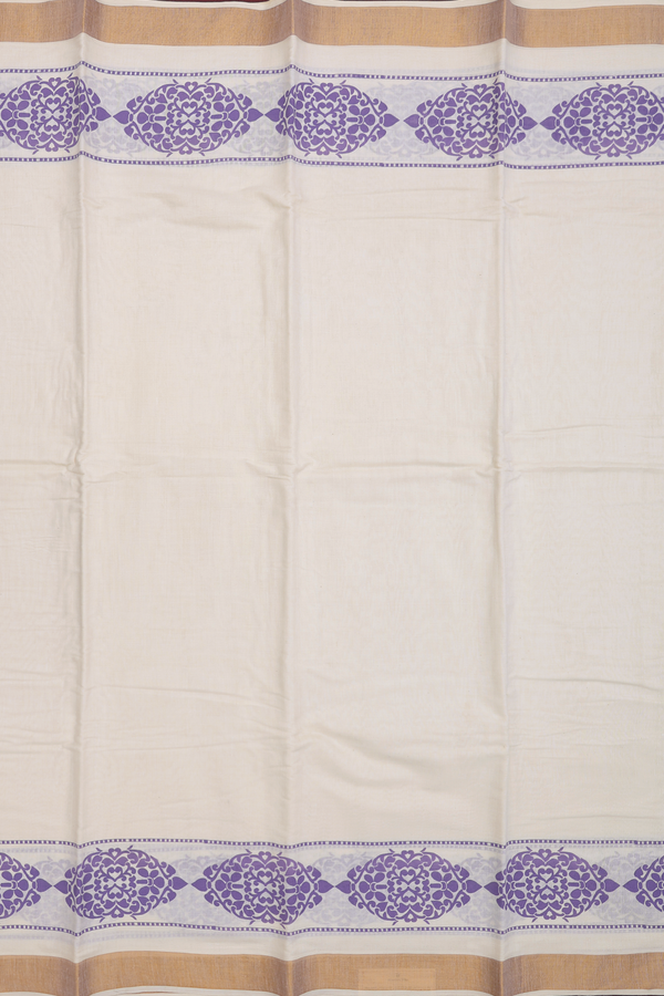 Printed Border White Onam Collection