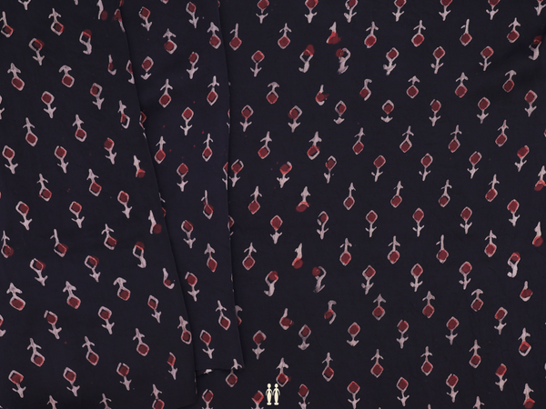 Printed Buttas Black Modal Silk Blouse Material