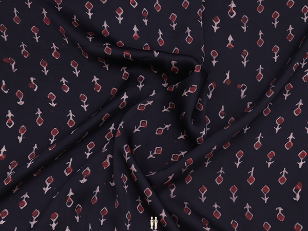 Printed Buttas Black Modal Silk Blouse Material