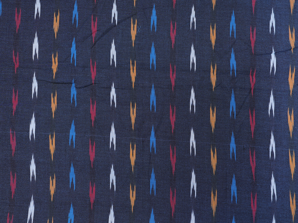 Printed Buttas Blue Ikat Cotton Unstitch Salwar Material