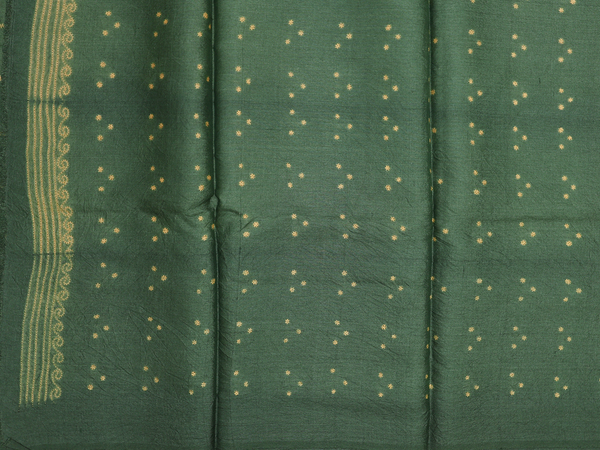 Printed Buttas Forest Green Tussar Unstitched Salwar Material