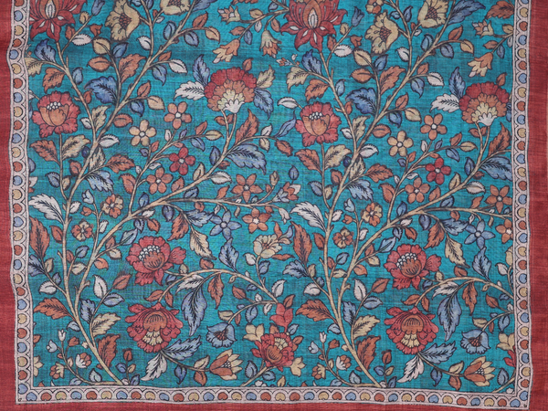 Printed Buttas Green Silk Cotton Unstitched Salwar Material