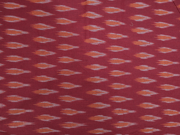 Printed Buttas Rust Red Ikat Cotton Unstitch Salwar Material