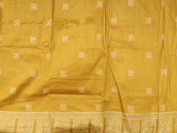 Printed Buttas Golden Yellow Yellow Cotton Unstitch Salwar Material