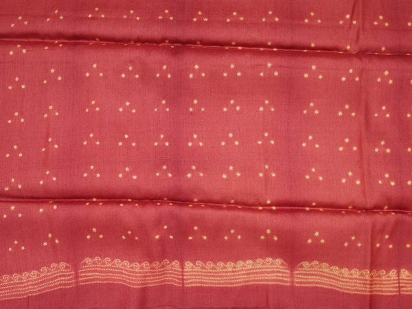 Printed Buttis Red Tussar Unstitched Salwar Material