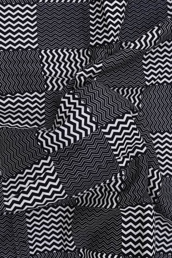 Printed Cotton Saree In Black With Geometric Design